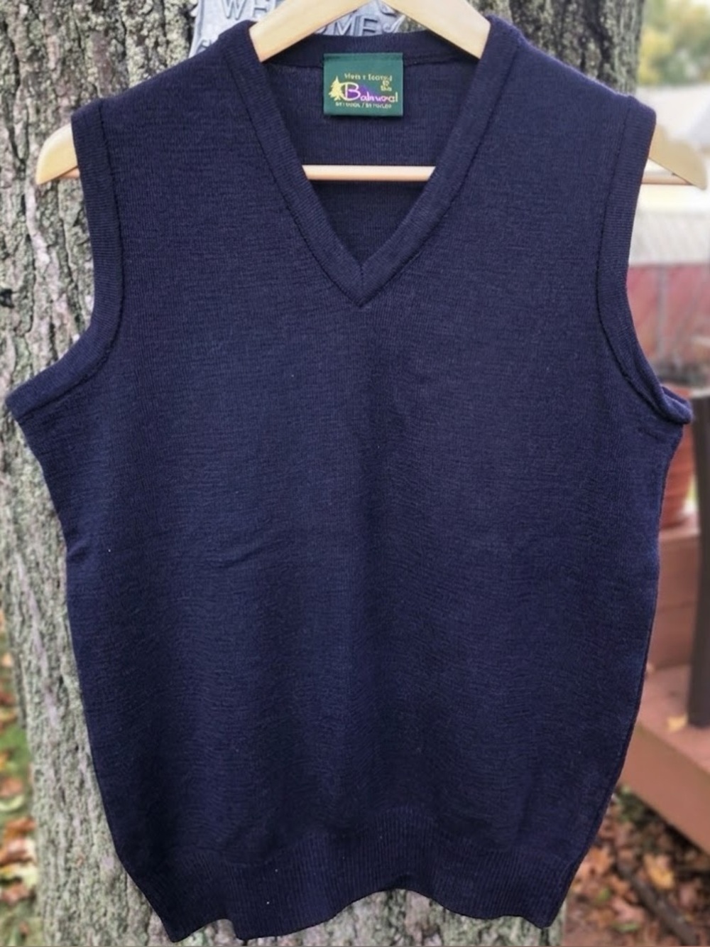 Balmoral Scotland Wool Blend Sweater Vest Navy Blue Mens S / Womens M Classic